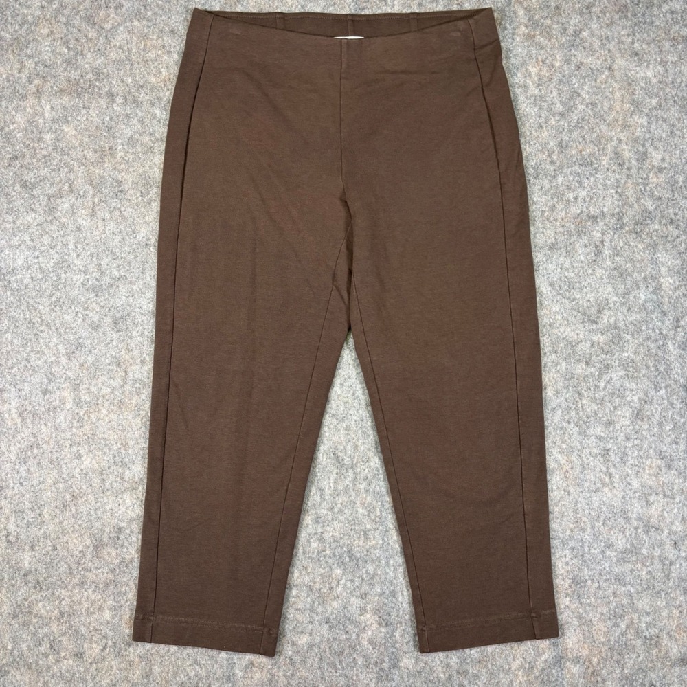 Pure Jill Slim Leg Cropped Pants Brown Cotton Blend Women's Size S